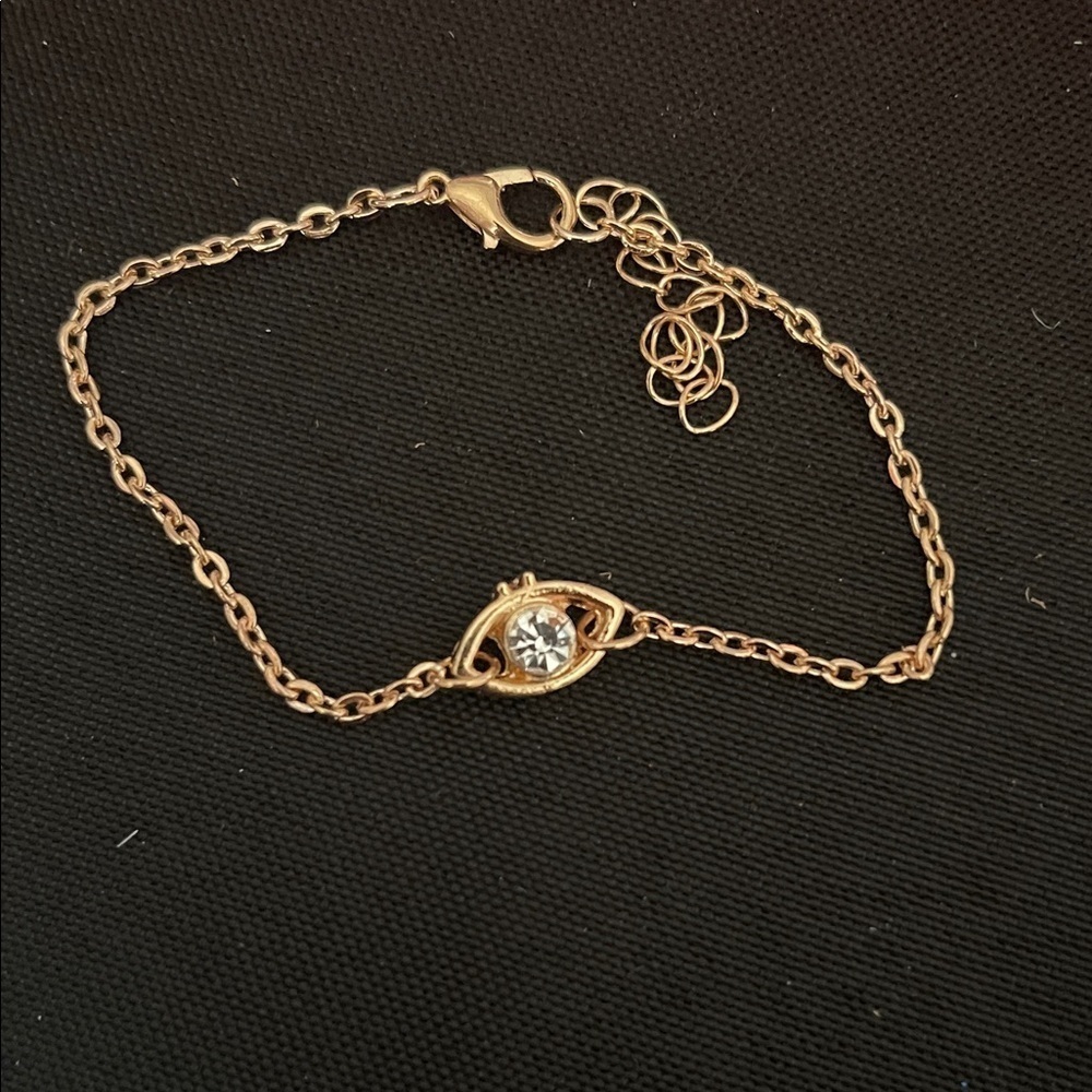 Elegant Gold Tone Eye Charm Bracelet, NWT